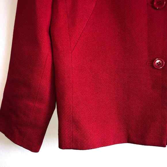 Pendleton Size 8 Blazer Jacket Red Textured Cotton Weave Career Work Preppy Fall - Picture 8 of 16